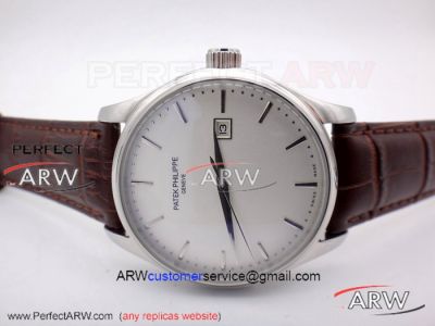 Perfect Replica Patek Philippe Calatrava SS Brown Leather Automatic Watch